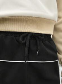 SHEIN Pantaloni neri con design a blocchi di colore, vestibilità morbida, adatti per ragazze pre-adolescenti per sport all aperto, escursioni, campeggio e uso casual in città, alla moda