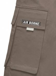 Manfinity EMRG Loose Men's Letter Graphic Flap Pocket Drawstring Waist Cargo Pants - Brown - View 4