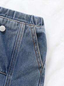 Cozy Pixies Young Boy Design 前扣口袋蓝色牛仔慢跑裤 - 中等水洗藍 - 查看 5