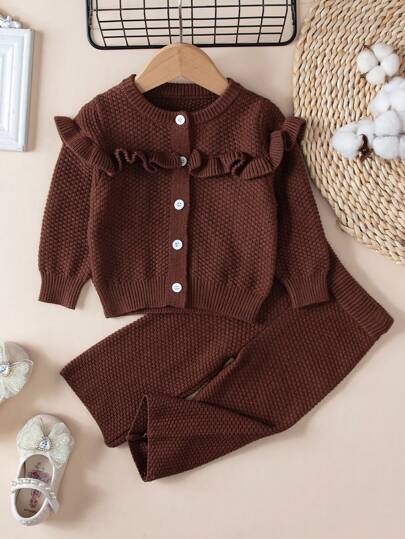 SHEIN Vintaside Kids Baby Girl Fashionabla söta tröja Set