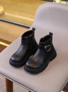 新款圆头儿童靴子休闲复古平底女童短靴防滑耐磨中大童鞋女童学生朋克靴