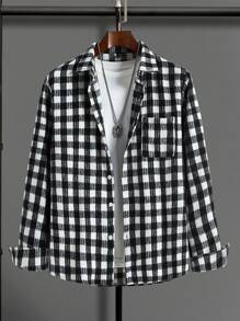 Manfinity Homme Áo khoác nam dài tay họa tiết kẻ caro - Nhiều màu - Xem 1