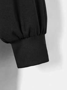 Flirla Chaqueta con cremallera con capucha y bloques de color mullida en talla grande - Blanco y Negro - Ver 4