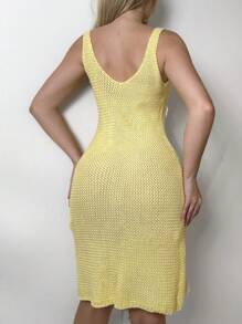 SHEIN Swim Women's Floral Applique Sleeveless Cover Up Summer - Yellow - View 2