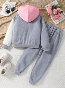Tween Girls 2pcs Outfit - Zip-Up Hoodie Jacket And Jogger Pants Set, Casual Sporty Winter Suit