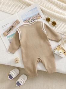 Mono de niña bebé con números y letras de dibujos animados tejidos - Multicolor - Ver 2