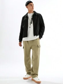 Manfinity VCAY Men's Fashionable Everyday Casual Solid Color Slim Fit Long Sleeve Jacket Men Jacket