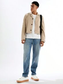 Manfinity VCAY Men's Casual Loose-Fit Trench Coat Long Sleeve Woven, For Fall Winter - Apricot - View 5