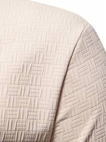 Manfinity Homme 男士纯色立领长袖休闲正装衬衫，春夏 - 卡其色 - 查看 5