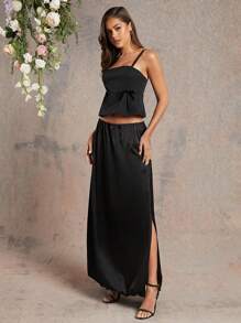 Hauture Bubble Hem Maxi SKirt - Black - View 5