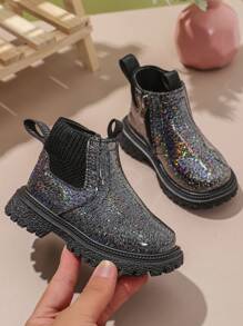 Botas de tobillo populares, lindas y antideslizantes de moda informal para niños - Negro - Ver 6