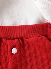 女婴拼色时尚毛衣和裤子 2 件套，秋冬