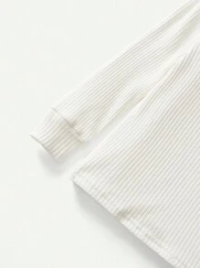Cozy Pixies 2 件装男婴舒适睡衣 - 纯色高领上衣和长裤家居服套装 - 白色 - 查看 9