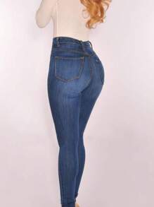 Women's Casual Button Closure Slim Fit Skinny Pants