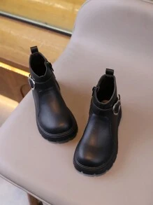 新款圆头儿童靴子休闲复古平底女童短靴防滑耐磨中大童鞋女童学生朋克靴