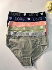 5pcs/Set Plus Size Letter Weaving Panties