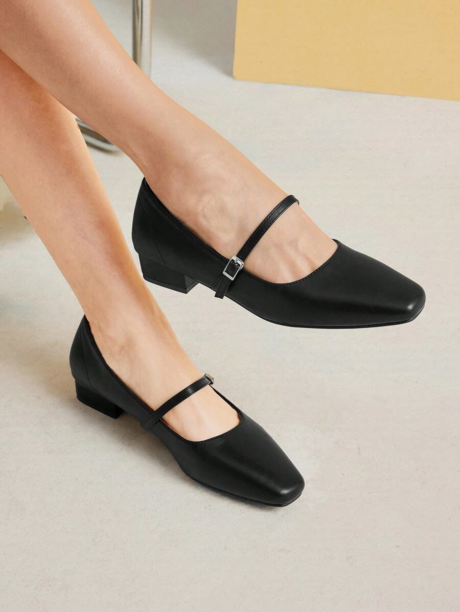 MOTF PREMIUM 女士舒适百搭粗跟平底鞋，适合圣诞节、女巫秋日、新年假期、情人节 - 黑色 - 查看 2