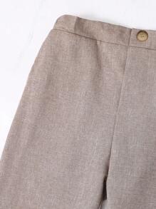 SHEIN Young Boys' Zipper Fly Elastic Waist Casual Pants, Long