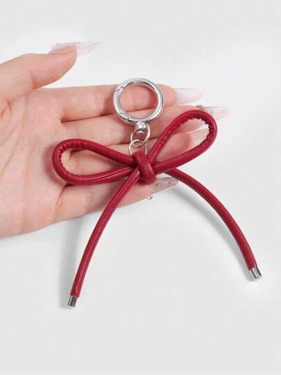 Kawaii 1 pièce Porte-clés nœud rouge haut de gamme fait main de style coréen mignon et tendance. Convient pour les femmes et les filles, pour un port quotidien et un cadeau de Fête des Valentins
