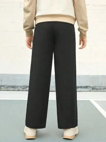 SHEIN Pantaloni neri con design a blocchi di colore, vestibilità morbida, adatti per ragazze pre-adolescenti per sport all aperto, escursioni, campeggio e uso casual in città, alla moda