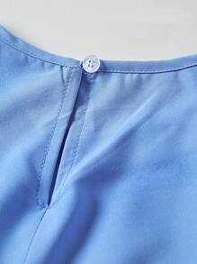 SHEIN Unity Vestido de manga corta de verano con cuello redondo y ribete con volantes - Azul - Ver 8