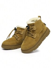 儿童冬靴，时尚休闲百搭靴子，适合男孩和女孩的可爱冬鞋 - 卡其色 - 查看 5