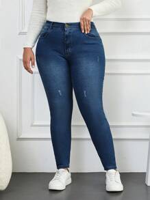 RueChic Plus Ripped Skinny Jeans