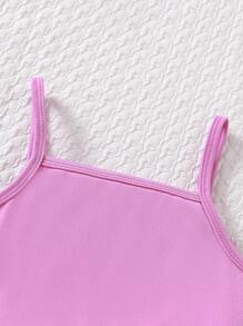 SHEIN Glamorique Kids Young Girls Solid Color Fashionable PU Leather Jacket And Knitted Patchwork Star & Moon Mesh Slip Dress 2pcs Party Dress Set, Autumn Summer Holiday - Purple - View 4