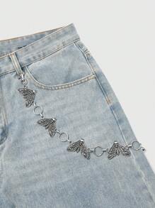 ROMWE Goth Vintage Skeleton & Butterfly Design Women Waist Chain, Halloween - Silver - View 2