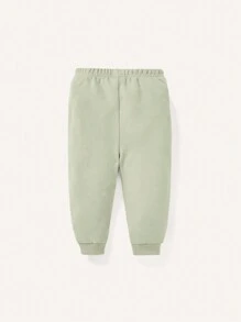 Cozy Pixies Baby Boy 4pcs Solid Color Crew Neck Long Sleeve Top And Ankle Length Pants Set - Green - View 3