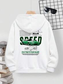 青少年男孩简约印花连帽运动衫