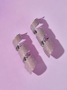 SHEIN BAE Pendientes colgantes brillantes y elegantes para mujer, adecuados para cualquier ocasión - Morado - Ver 6