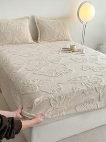 Butterfly Jacquard Minimalist Bedding Fitted Sheet,Fall Decor,Autumn Decor,Room Decor - Beige - View 4