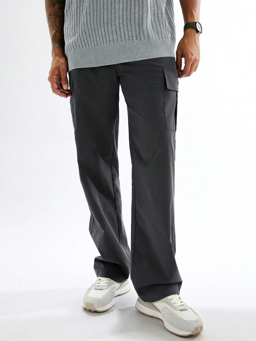 Manfinity VCAY Pantalon droit décontracté pour hommes, léger, taille élastique, couleur unie