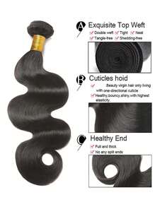 4pcs Body Wave Natural Black Virgin Human Hair Bundles Extension 8-30 Inch Weave Bundles For Women - Natural Black - View 2