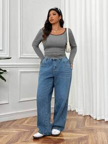 SHEIN EZwear 3 件套大码拼色休闲打底 T 恤，初秋