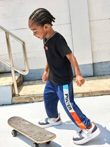 SHEIN Young Boy Fashion Sports Skateboard Baseball Basketball Street Style Mixed Print Warm Winter Pants - Multicolor - View 3