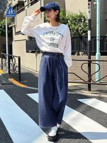 FRIFUL Women Straight Leg Casual Denim Jeans,Baggy Jeans - Blue - View 2