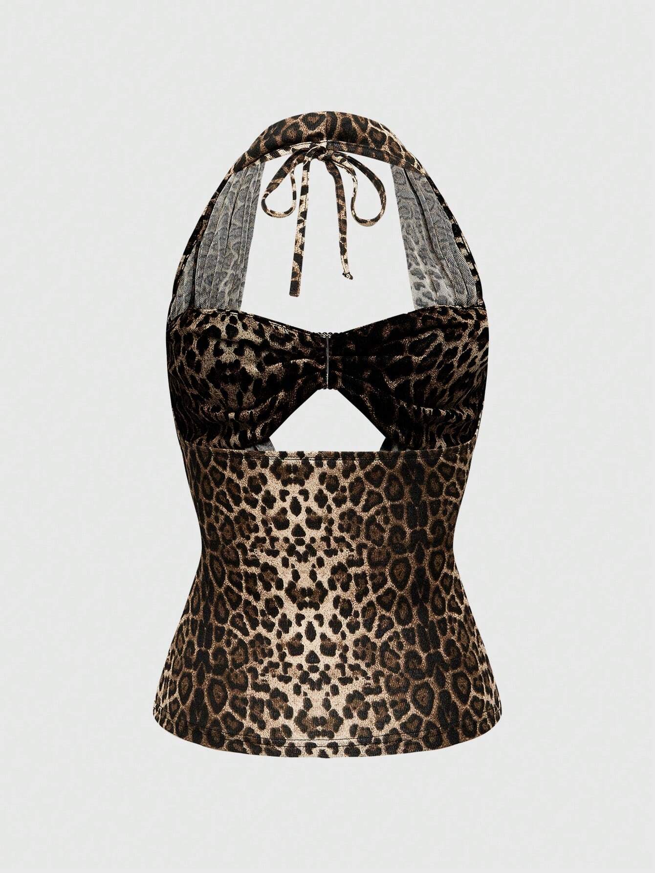 海外ブランドアウトレット通 Our Waist Ruched Print Leopard Retro Gyaru Y2K Punk Grunge トップス