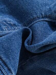 SHEIN 女婴白色珠饰蓝色牛仔弹力牛仔喇叭裤