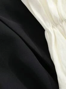 DAZY Vestido corto elegante de manga larga con solapa a color, vestido de camisa con volantes