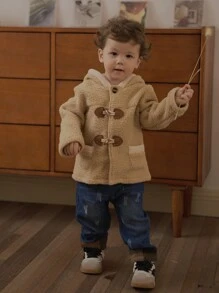 SHEIN Baby Boy Cute Thick Knitted Blend Winter Jacket - Apricot - View 7