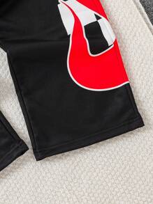 2 件套 Tween 男童印花连帽衫和裤子套装 - 黑色 - 查看 7