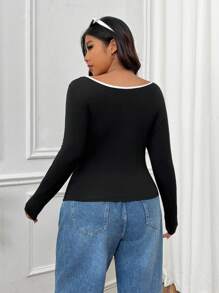 SHEIN EZwear 3 件套大码拼色休闲打底 T 恤，初秋