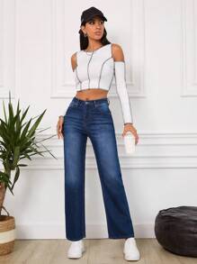EURMUSE Straight Leg Jeans - Dark Wash - View 3