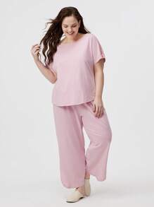 LUVLETTE Women's Plus-Size Soft 100% Pure Cotton Pink Pajamas Sets For Women Lounge Sets For Women Lingerie Bridal Intimates - Watermelon Pink - View 3