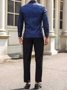 Manfinity AFTRDRK Ensemble 2 pièces composé d'un blazer imprimé sur toute la surface à simple boutonnage avec manches longues et d'un pantalon de costume unicolore pour hommes
