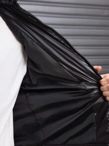 Manfinity VCAY Men's Fitted Casual Stand Collar Zip-Up Jacket, Suitable For Autumn And Winter - Black - View 6