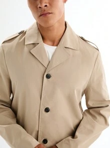 Manfinity VCAY Men's Casual Loose-Fit Trench Coat Long Sleeve Woven, For Fall Winter - Apricot - View 3