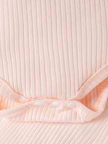 SHEIN 女婴蝴蝶结印花连体衣和裤子套装，秋冬季保暖舒适。 - 彩色 - 查看 3